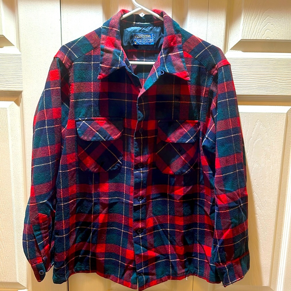Pendleton vintage 50-60’s plaid pure virgin wool shirt large